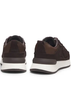 Trainers in suede and calf-hair leather