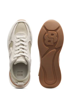 Trainers in suede and lizard-print faux leather