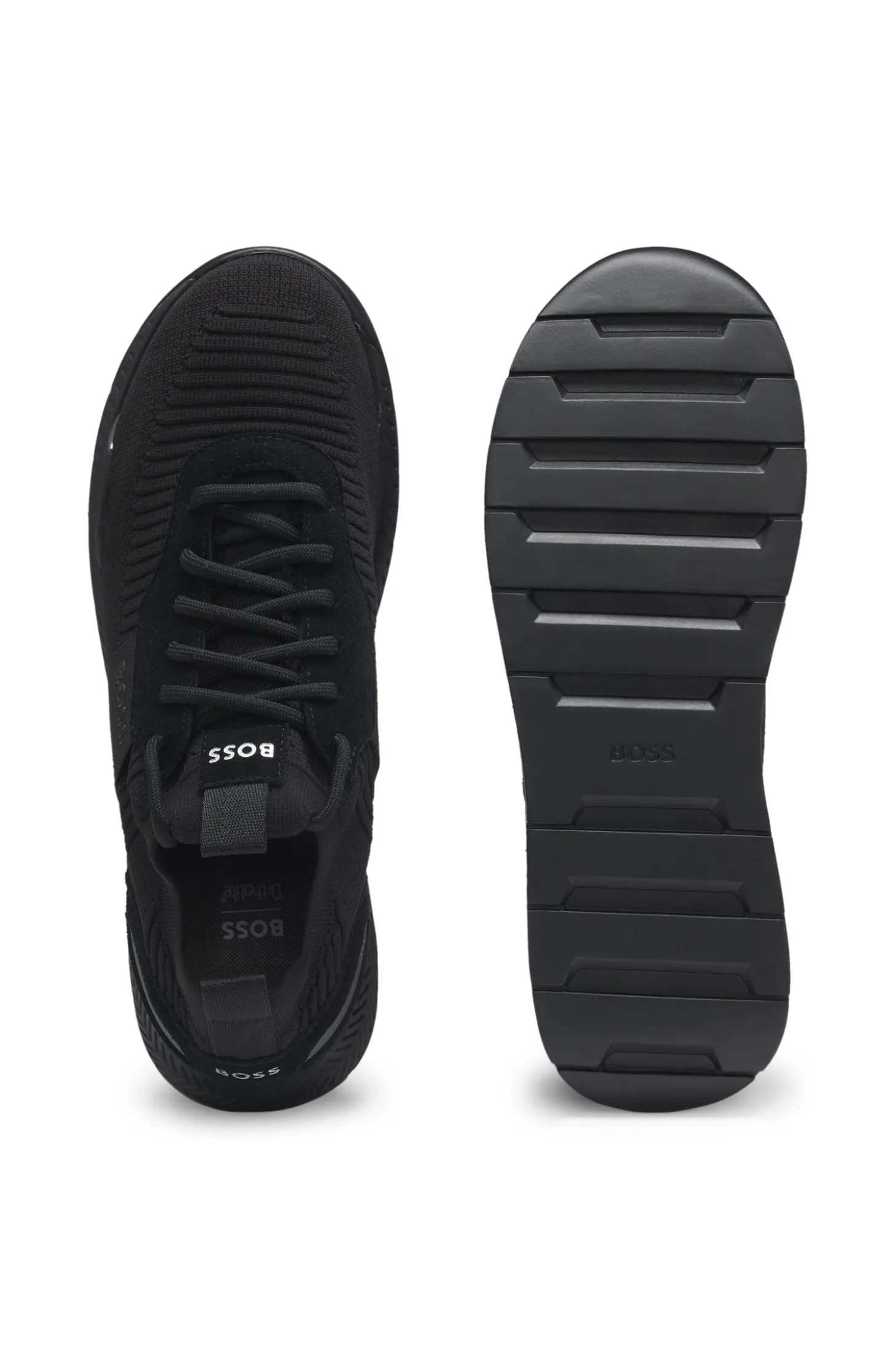 Trainers with knitted uppers and suede trims