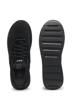 Trainers with knitted uppers and suede trims