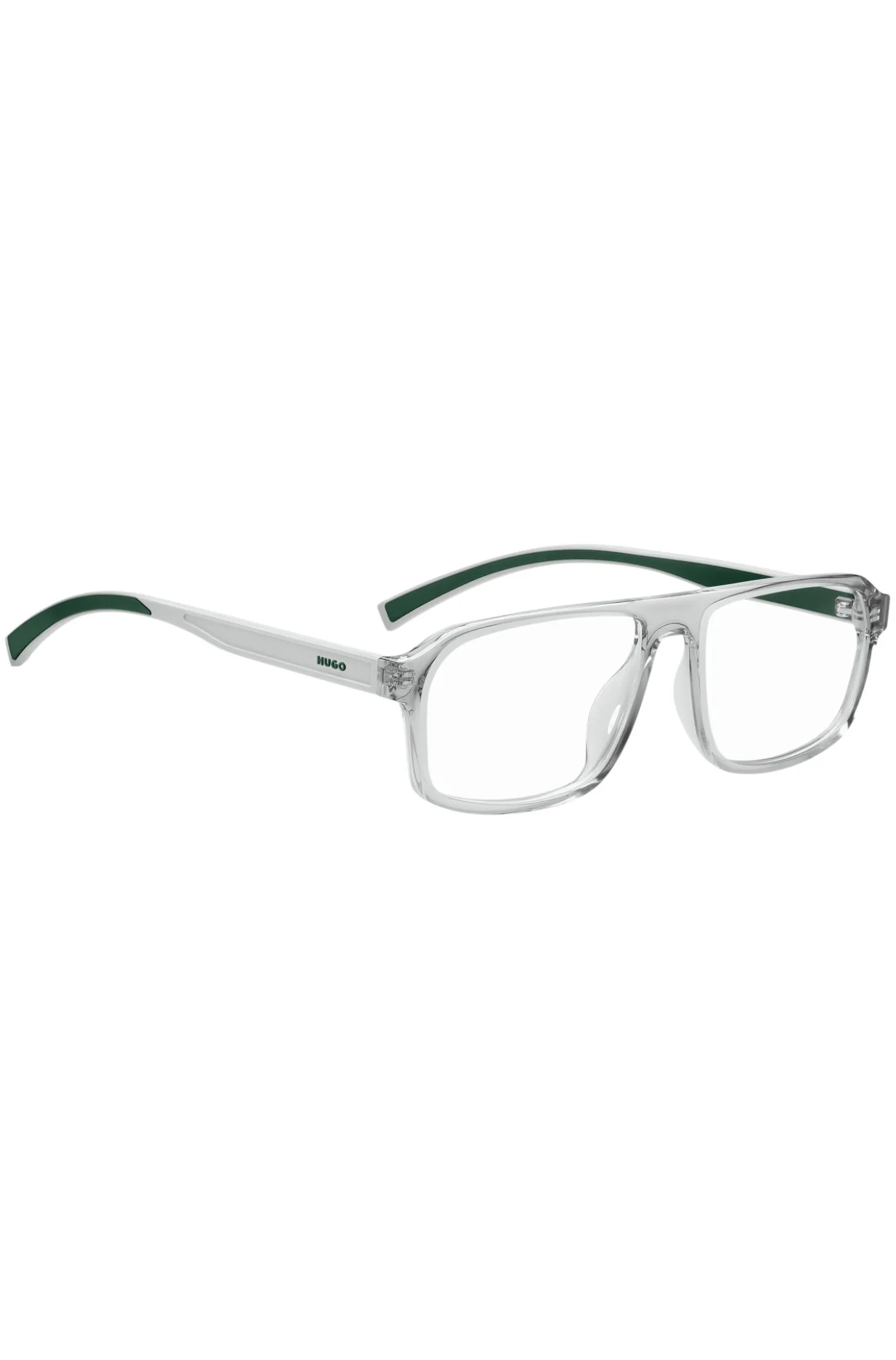 Transparent-acetate optical frames with green trims