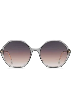Transparent-acetate sunglasses with hexagonal frames