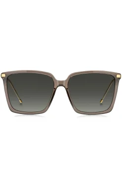 Transparent-brown sunglasses with gold-tone trims