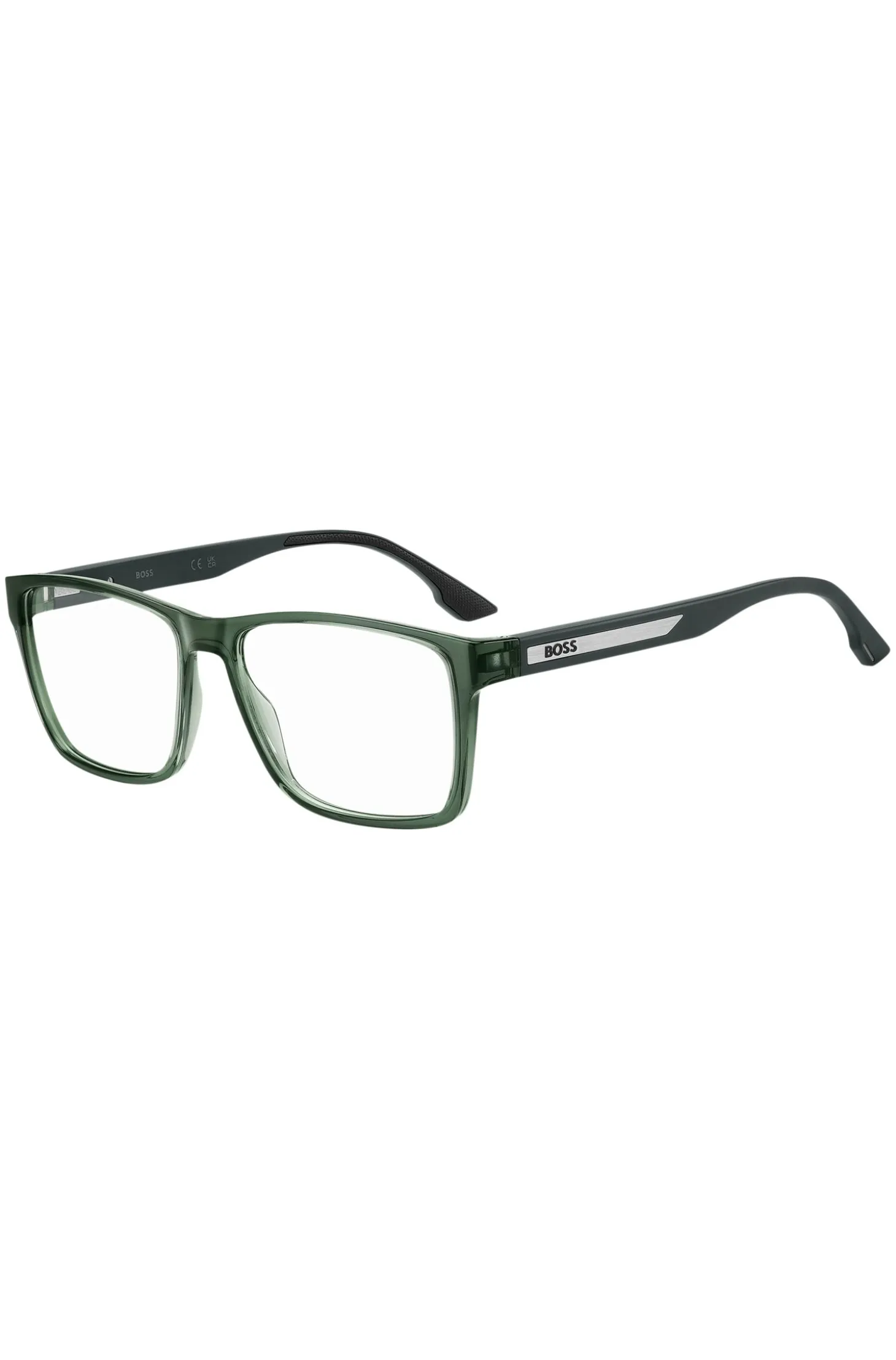 Transparent-green optical frames with logo plaque