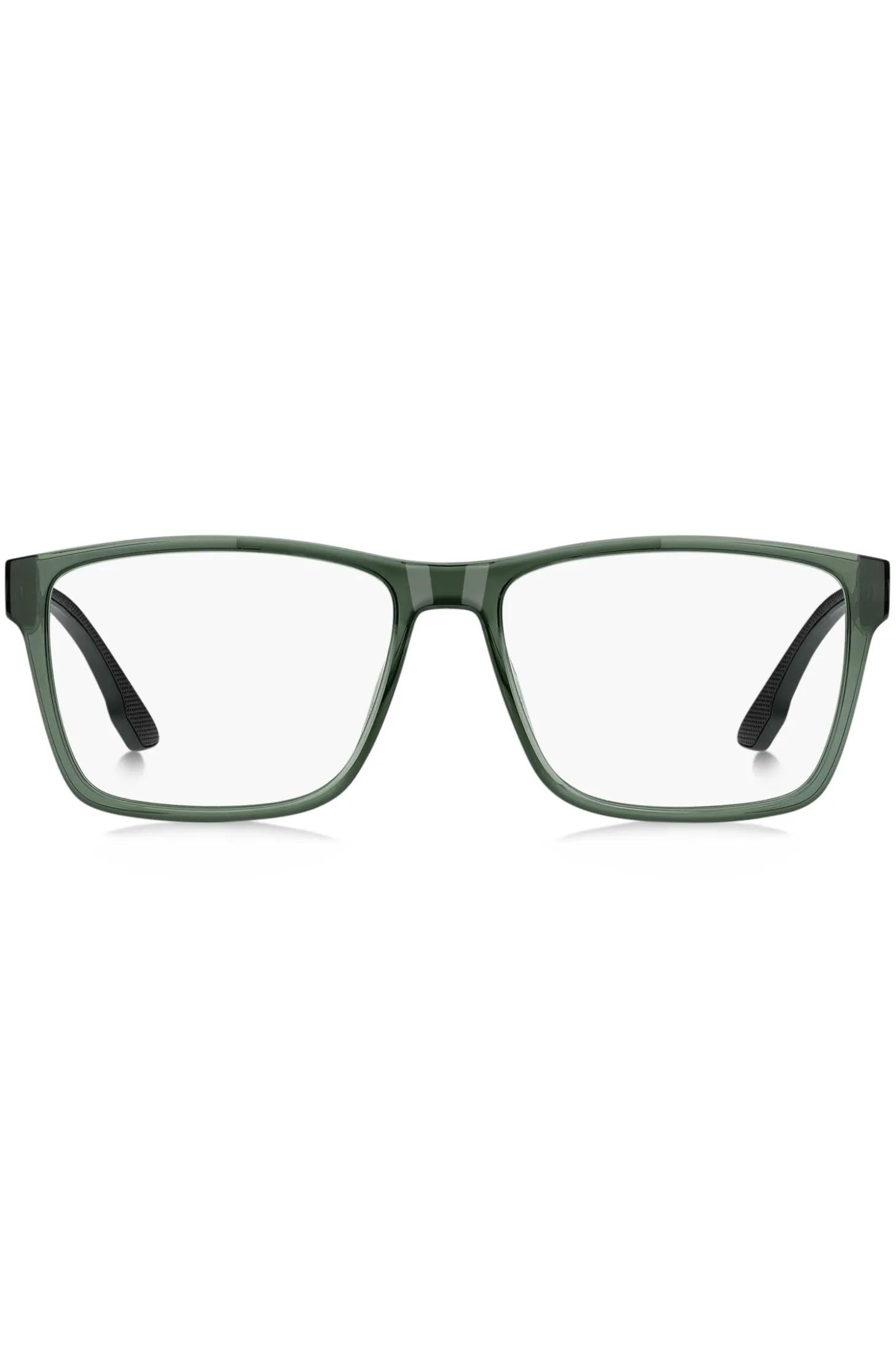 Transparent-green optical frames with logo plaque