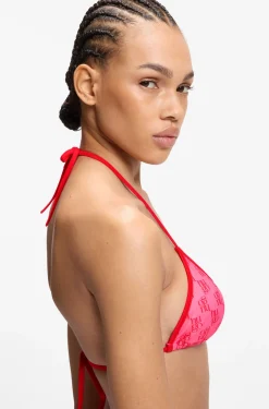 Triangle bikini top with stacked logos