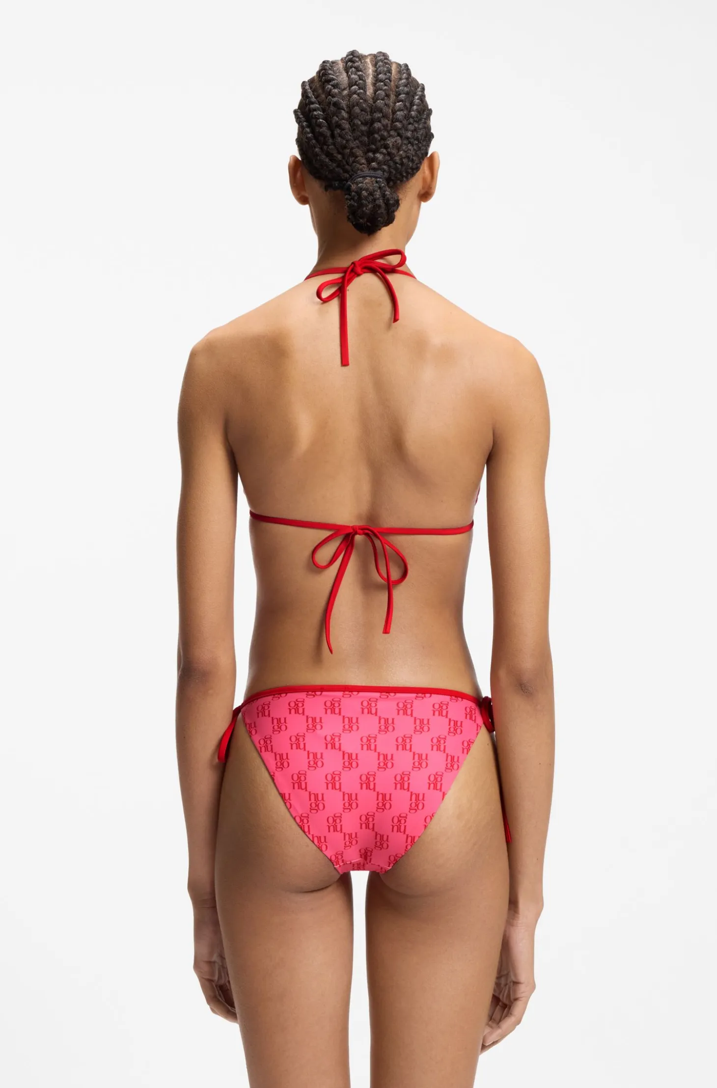 Triangle bikini top with stacked logos