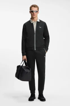 Triangle-jacquard tracksuit bottoms with rubberised logo