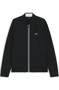 Triangle-jacquard zip-up sweatshirt with rubberised logo