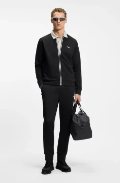 Triangle-jacquard zip-up sweatshirt with rubberised logo