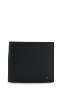 Tricolour-detail wallet in grainy leather