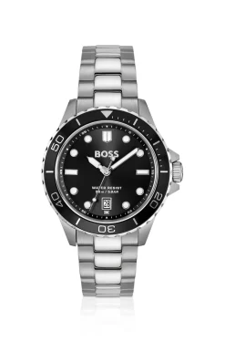 TROPER SPORT Black-dial watch with steel bracelet