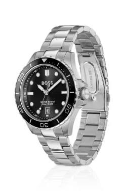 TROPER SPORT Black-dial watch with steel bracelet