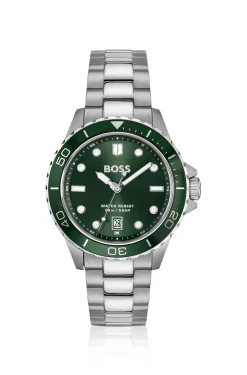 TROPER SPORT Green-dial watch with steel bracelet