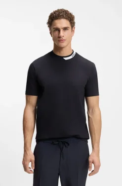 T-shirt in stretch cotton with a logo collar