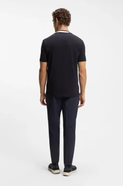 T-shirt in stretch cotton with a logo collar