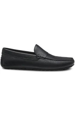 Tumbled-leather loafers with driver sole