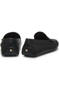 Tumbled-leather loafers with driver sole