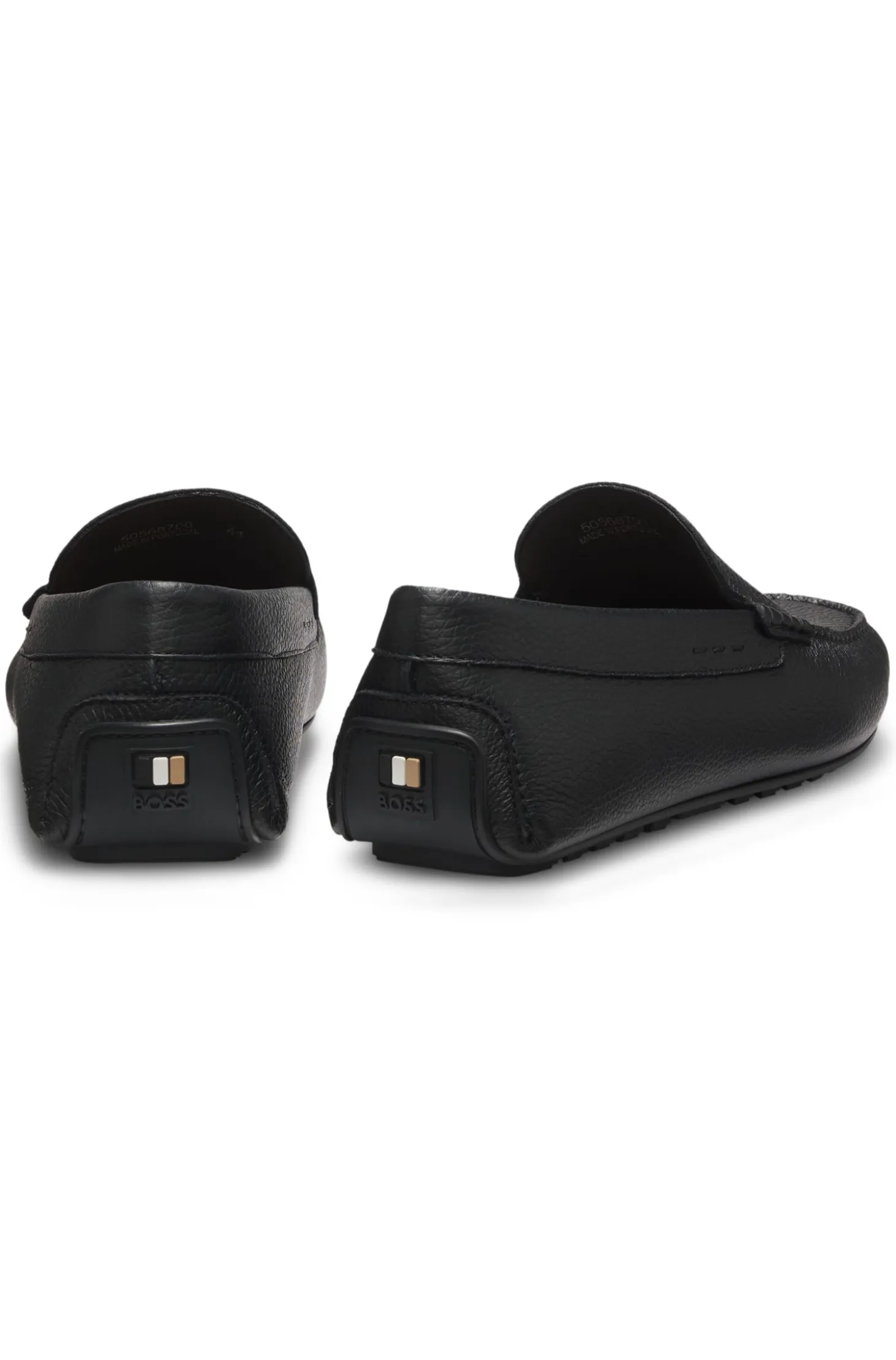 Tumbled-leather loafers with driver sole