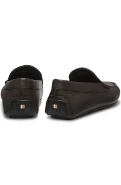 Tumbled-leather loafers with driver sole