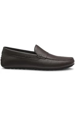 Tumbled-leather loafers with driver sole