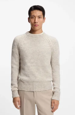 Tweed-effect sweater in cashmere and virgin wool
