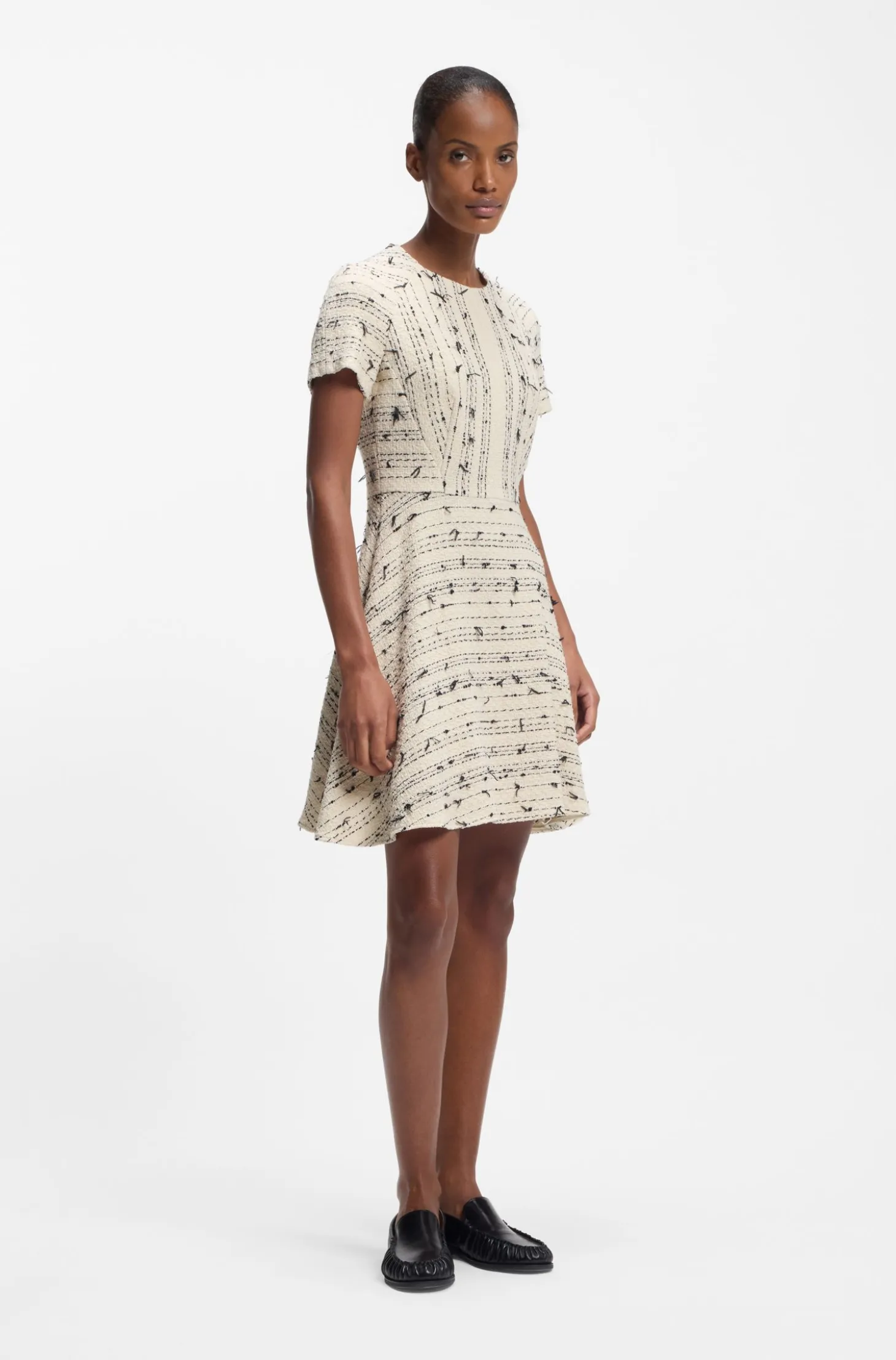 Tweed-striped dress in a cotton blend