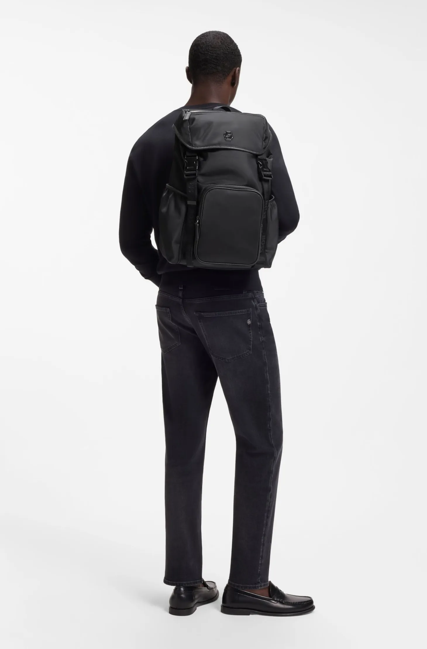 Twill backpack with Double B monogram