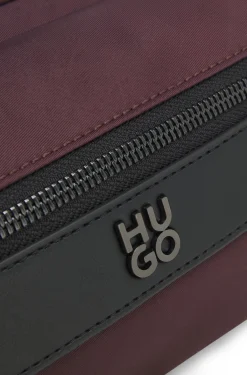 Twill crossbody bag with stacked-logo hardware