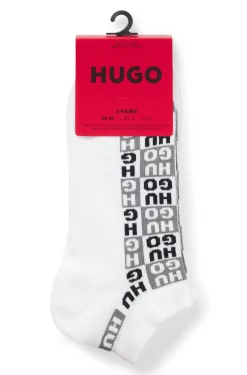 Two-pack of ankle-length socks with logo intarsia