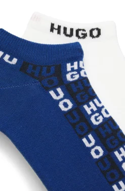 Two-pack of ankle-length socks with logo intarsia