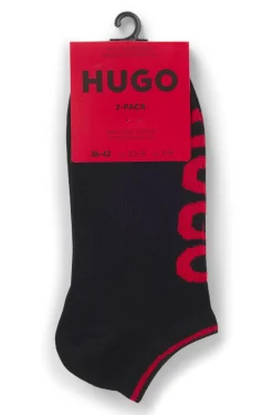 Two-pack of cotton-blend ankle socks with logos