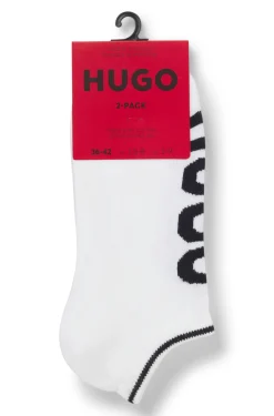 Two-pack of cotton-blend ankle socks with logos