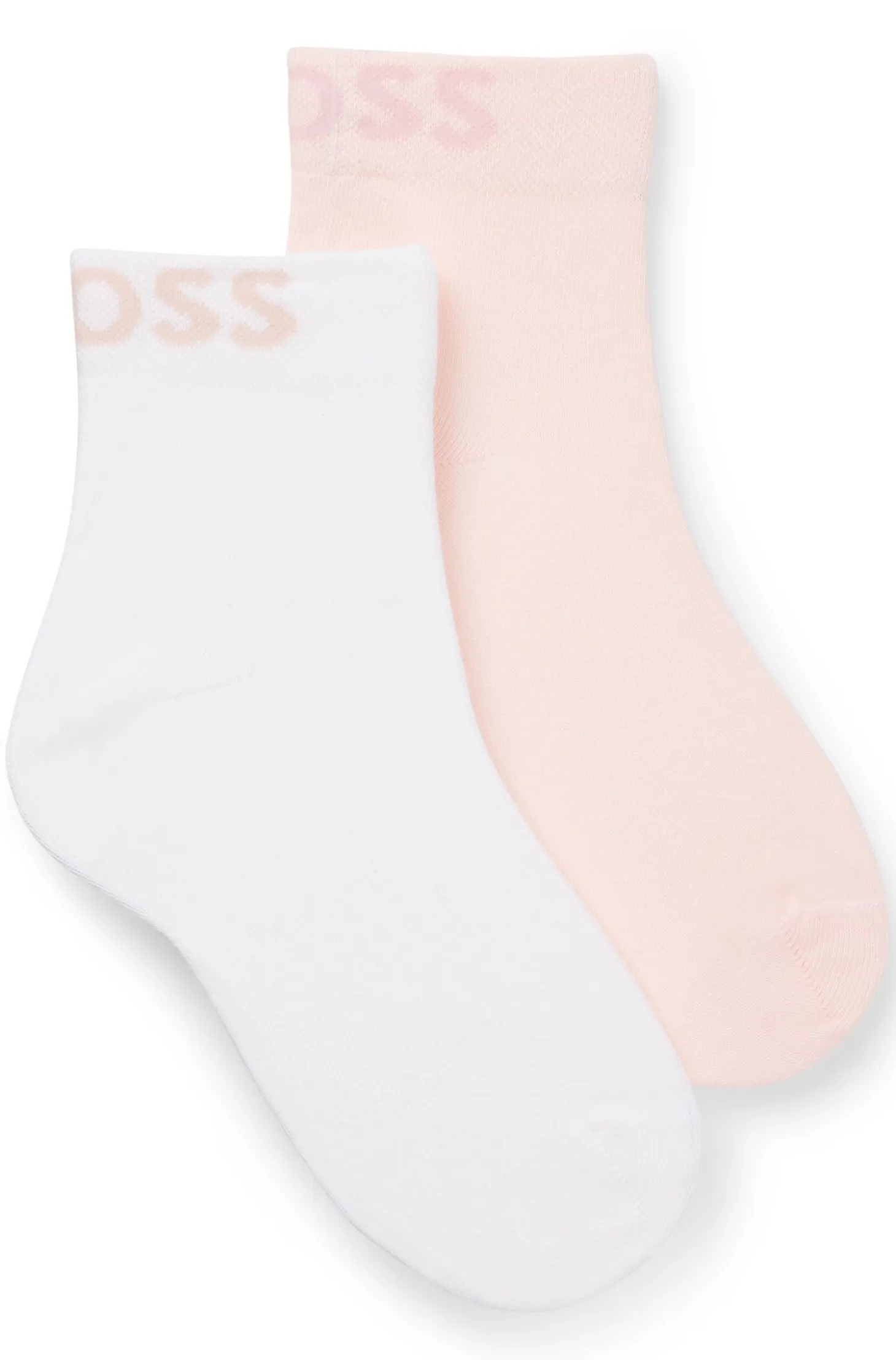 Two-pack of quarter-length socks with contrast logos