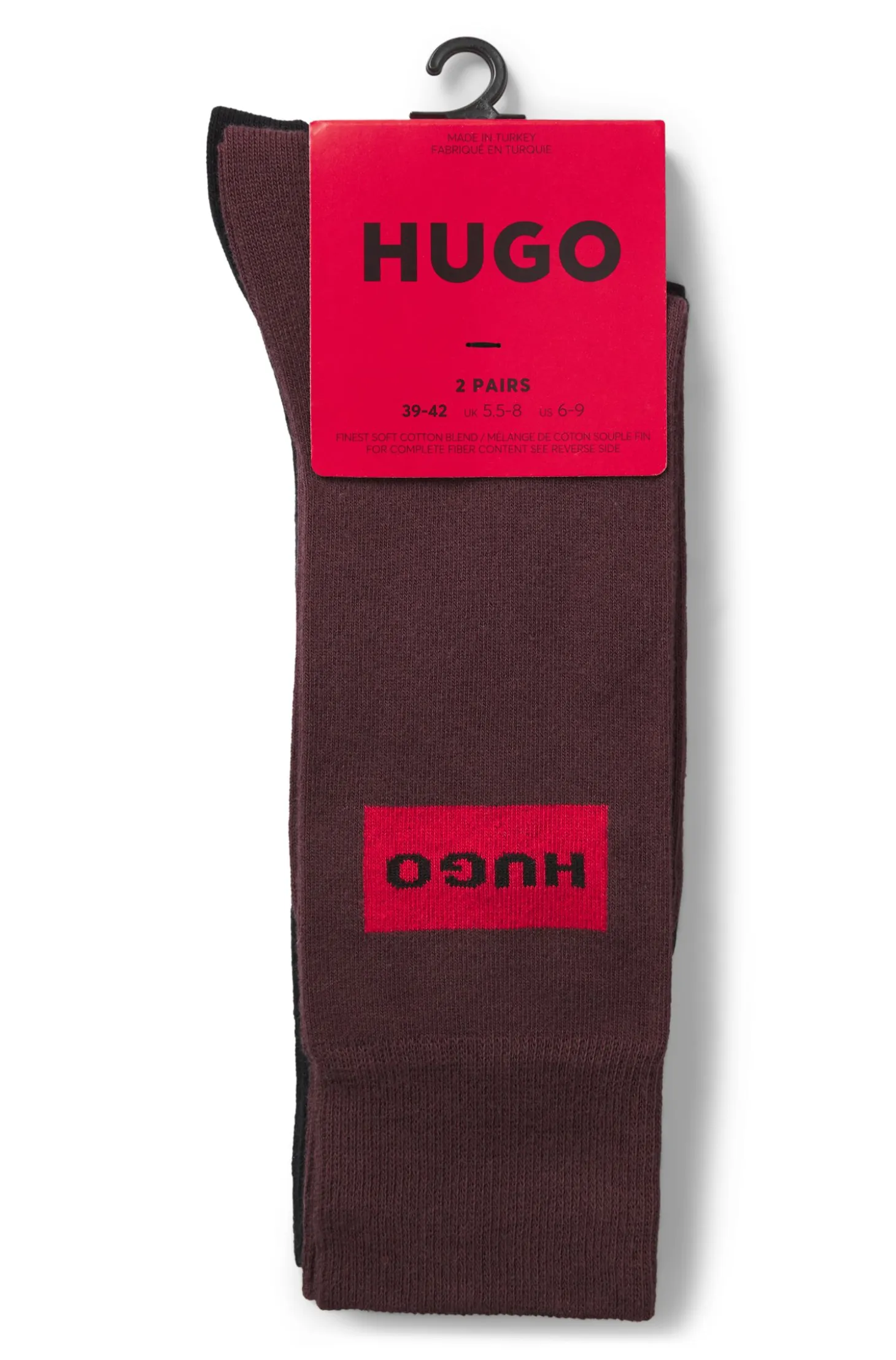 Two-pack of regular-length socks with logo labels
