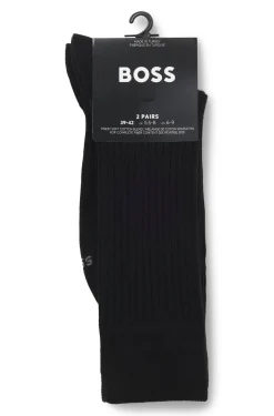 Two-pack of regular-length socks with ribbed structure