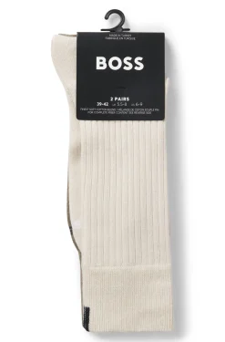 Two-pack of regular-length socks with ribbed structure
