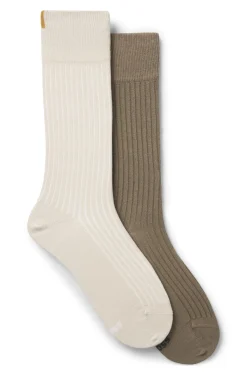 Two-pack of regular-length socks with ribbed structure