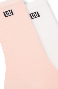 Two-pack of regular-length socks with stacked logos