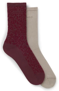 Two-pack of regular-length socks with leopard details