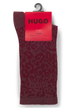Two-pack of regular-length socks with leopard details