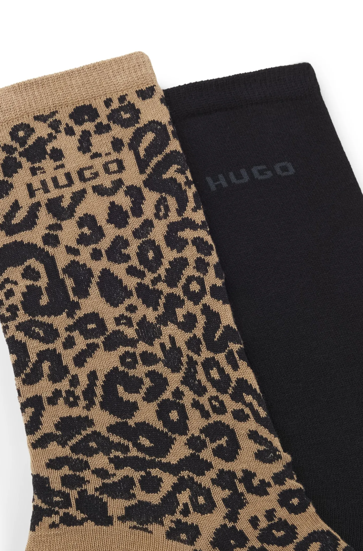 Two-pack of regular-length socks with leopard details