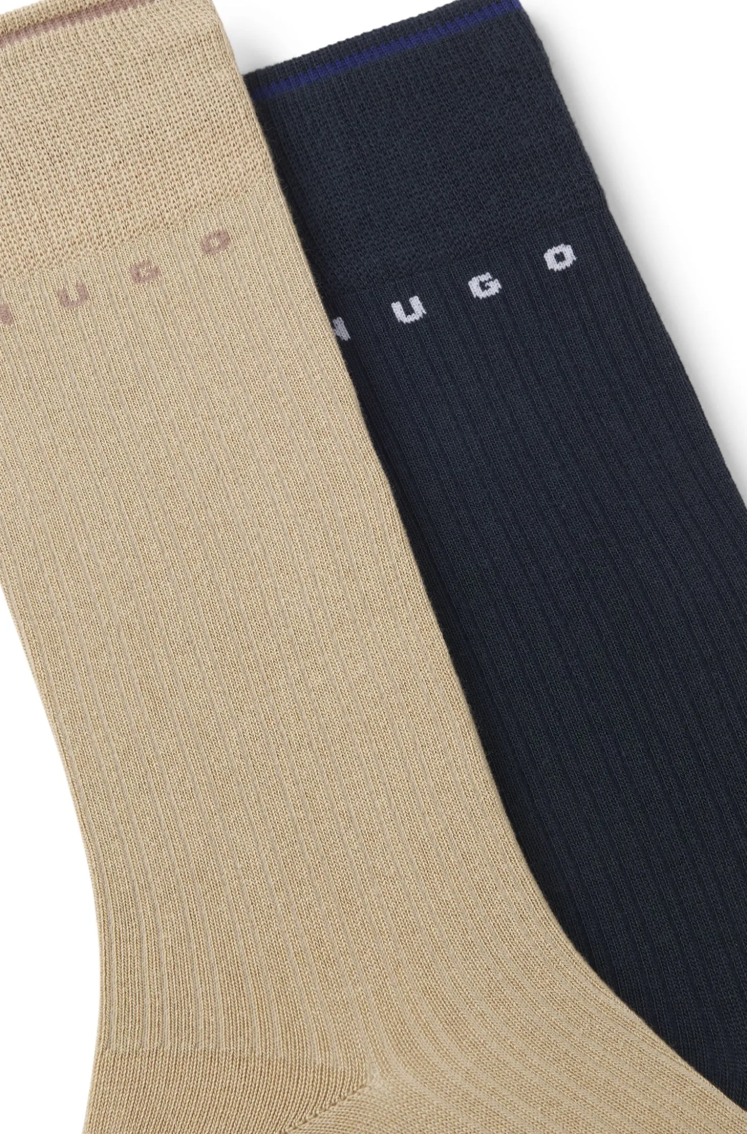 Two-pack of ribbed cotton-blend socks