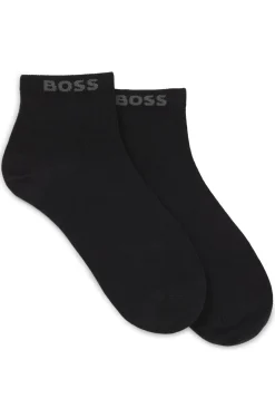 Two-pack of short socks with logo cuffs