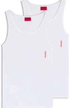 Two-pack of underwear vests in ribbed stretch cotton