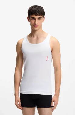 Two-pack of underwear vests in ribbed stretch cotton