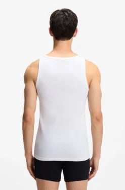 Two-pack of underwear vests in ribbed stretch cotton