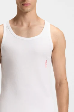 Two-pack of underwear vests in ribbed stretch cotton