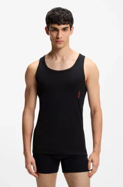 Two-pack of underwear vests in ribbed stretch cotton