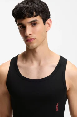 Two-pack of underwear vests in ribbed stretch cotton